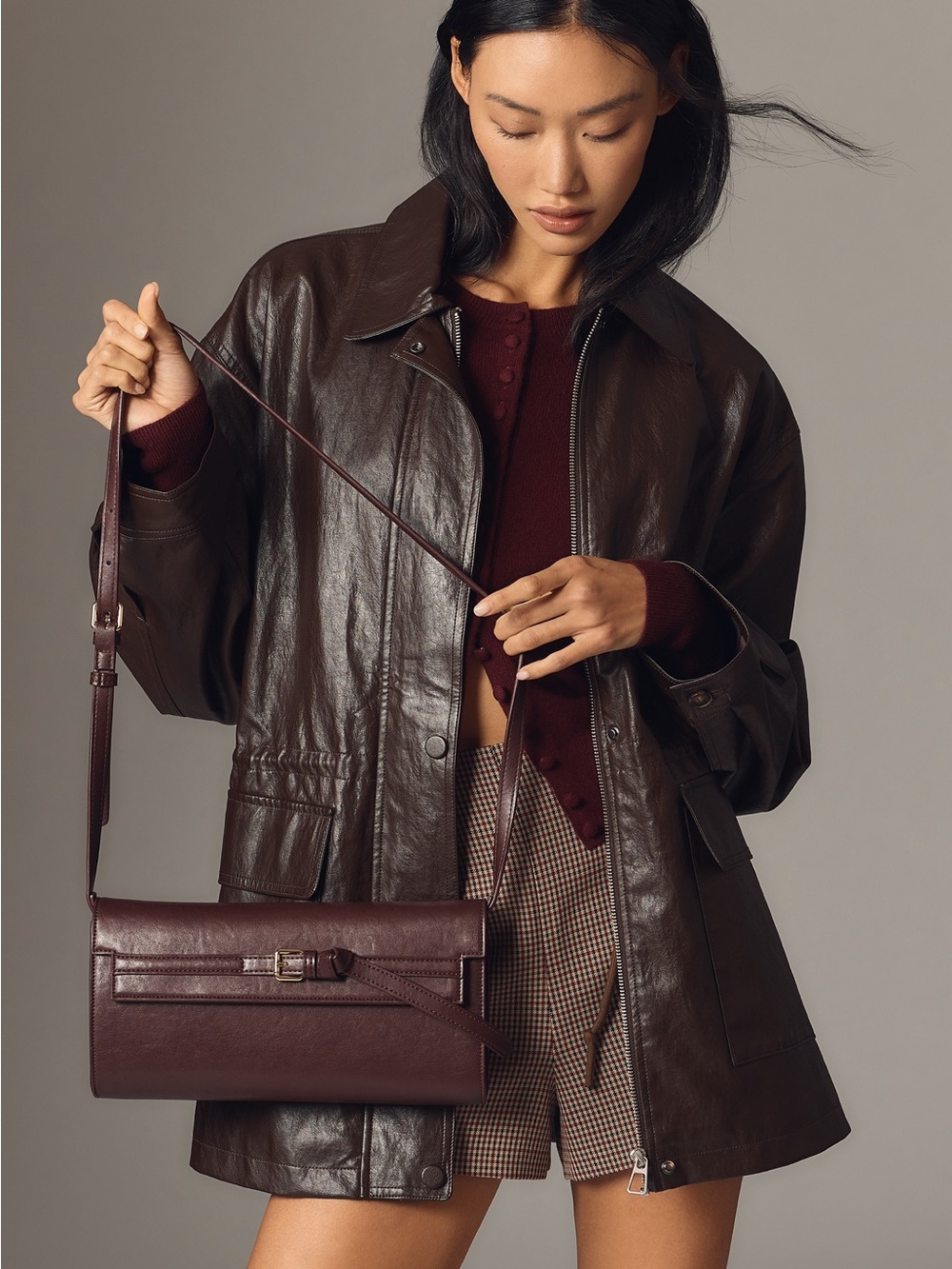 Anthropologie Dark Brown faux Leather Jacket